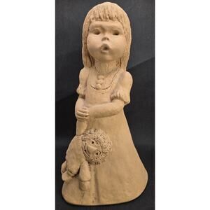 Vtg Lee Bortin Originals Girl With Doll 12" Figurine Clay Pottery Terracota